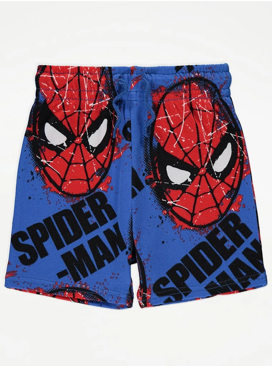 "George at Asda Boys Marvel Spider-Man Blue T-Shirt and Shorts Set Kids Outfit"