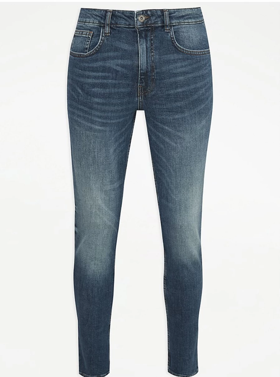 Men's Blue Tint Slim Fit Stretch Jeans | George at Asda | Comfort & Style