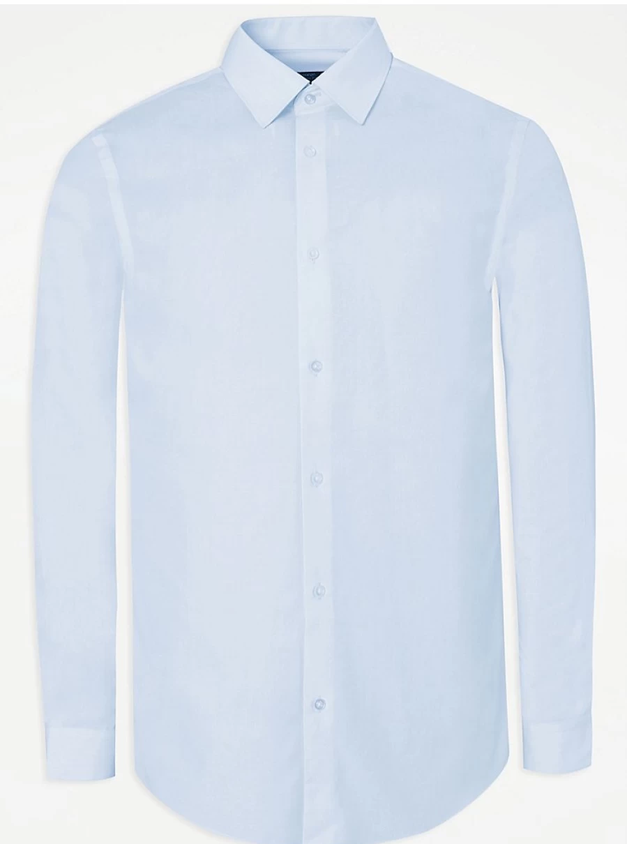 "George at Asda Men's Light Blue Regular Fit Long Sleeve Shirt Review & Sizing Guide"