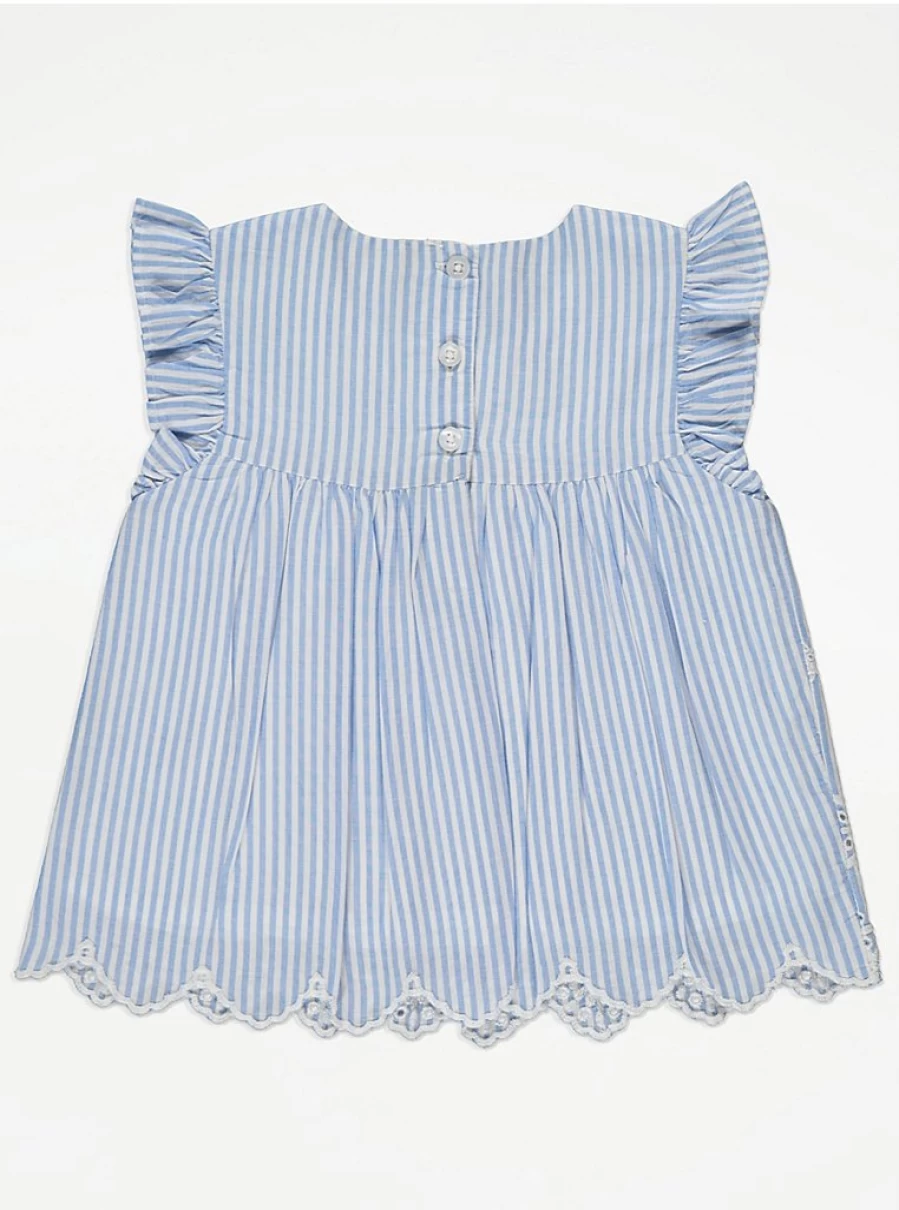 "George at Asda Girls' Blue Stripe Broderie Lace Top and Shorts Set – Cute Outfit Review"