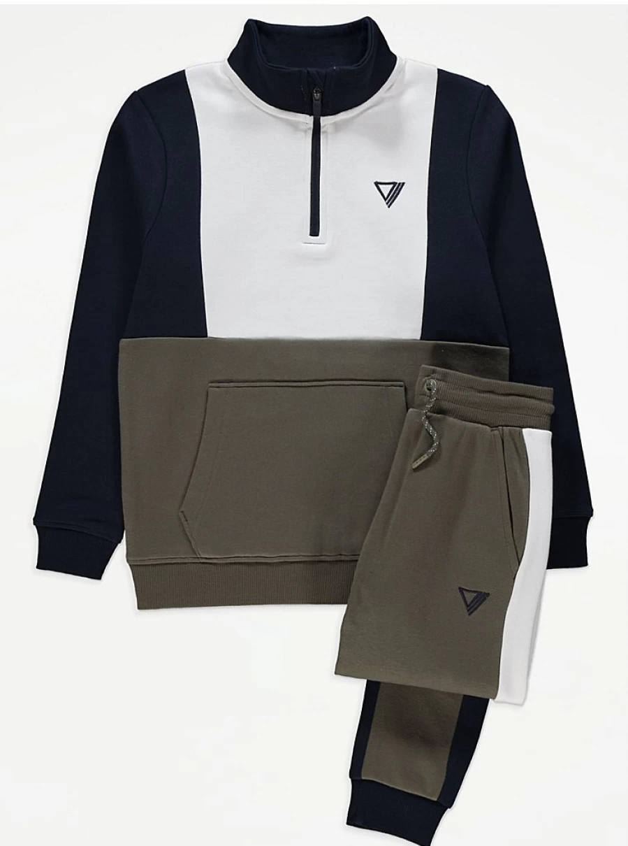 "George at Asda Boys Colour Block Zip Neck Sweatshirt & Joggers Set Review"