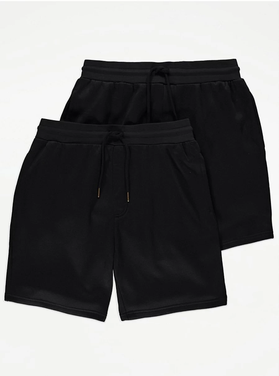 "George at Asda Men's Black Jersey Shorts 2-Pack – Comfort & Style"