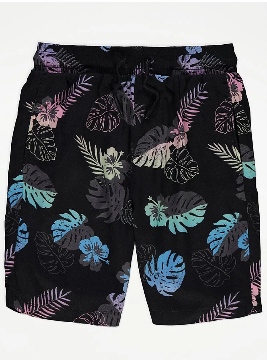 "George at Asda Boys' Fun Palm Lightweight Shirt and Shorts Outfit – Comfortable Summer Set for Kids"