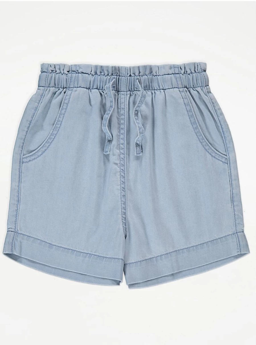 "George at Asda Girls' Blue Light Wash Denim Shorts | Comfortable & Stylish Kids' Shorts"