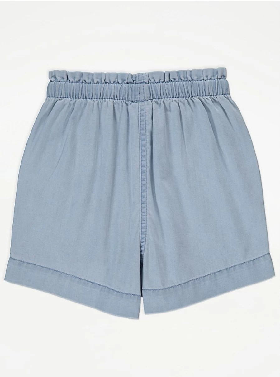 "George at Asda Girls' Blue Light Wash Denim Shorts | Comfortable & Stylish Kids' Shorts"