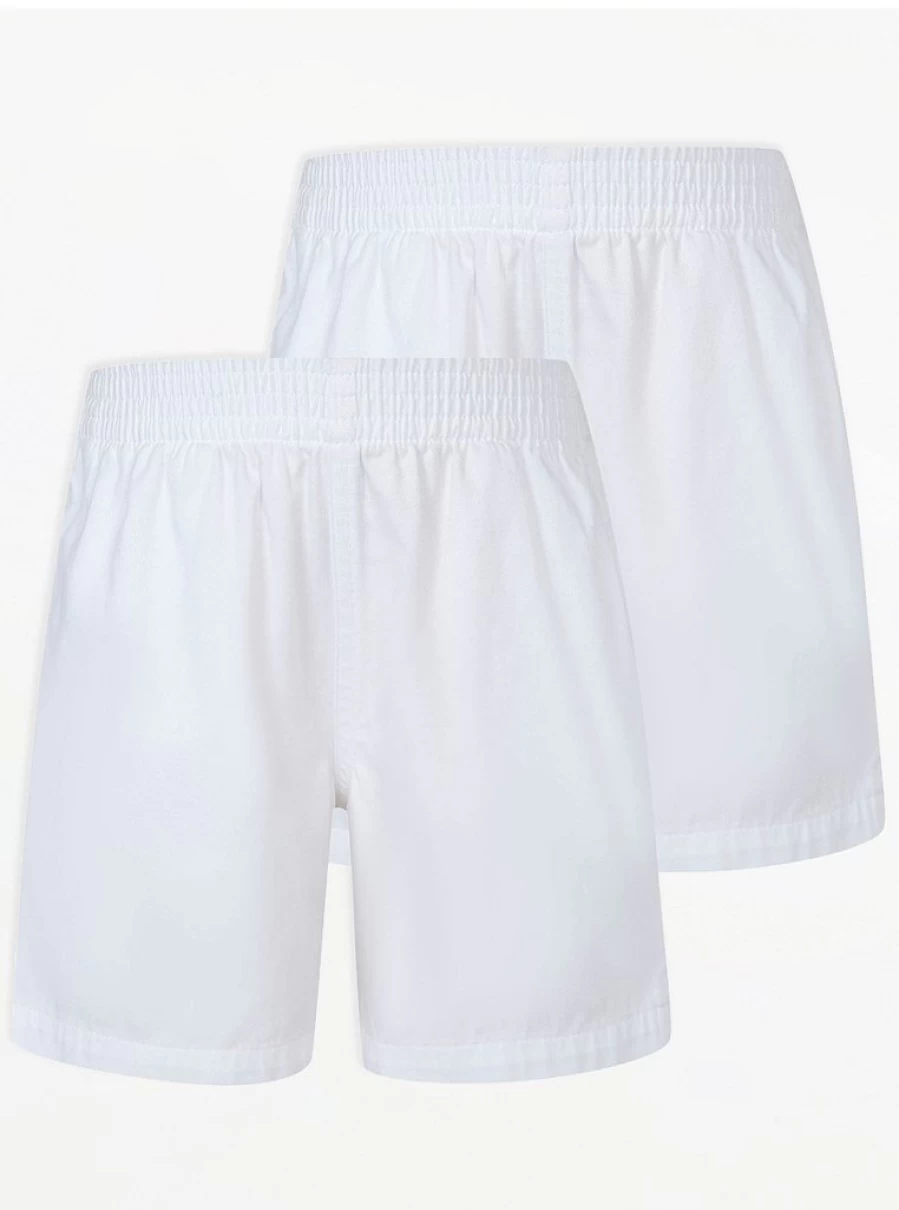 "George at Asda White School Rugby Shorts 2-Pack | Comfortable & Durable School Shorts"