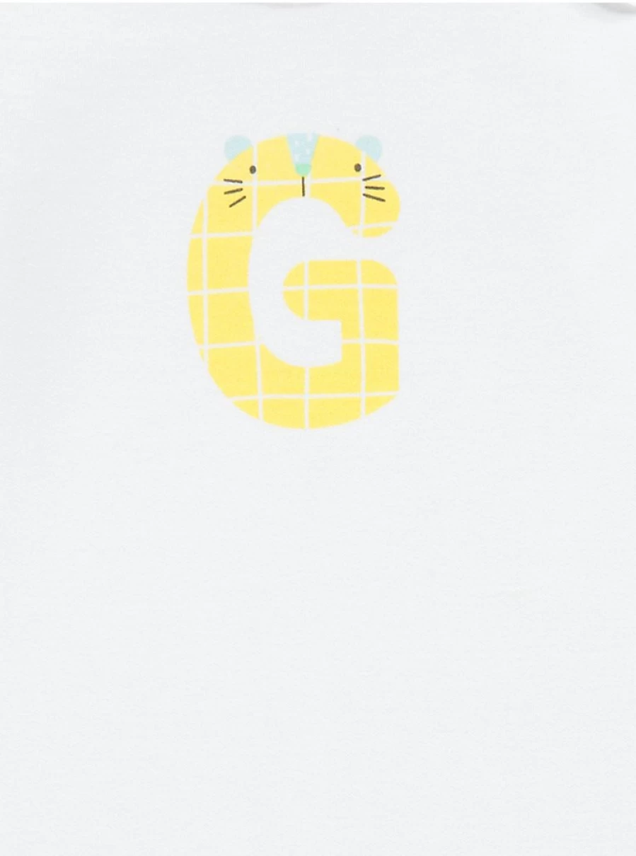 "George at Asda Baby White Animal Letter G Sleepsuit – Soft & Comfortable Sleepwear for Infants"