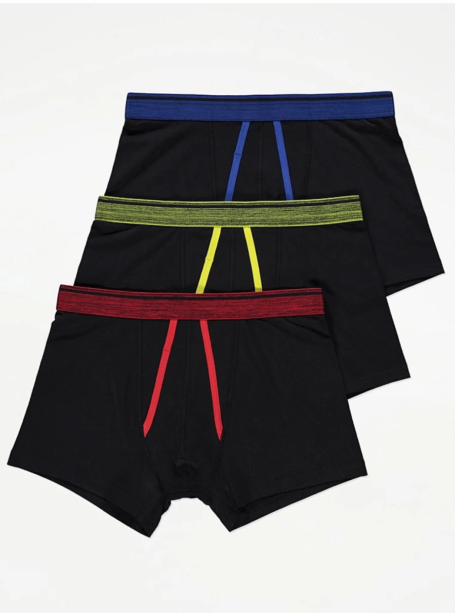 "George at Asda Men's Black A-Front Trunks 3-Pack - Comfort & Style"