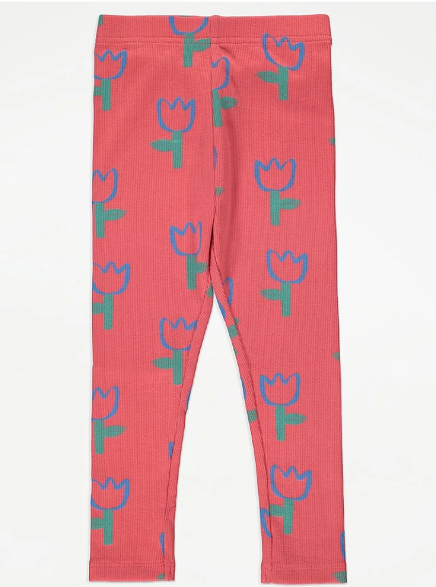 "George at Asda Kids Red Tulip Ribbed Leggings Review | Comfort & Fit"