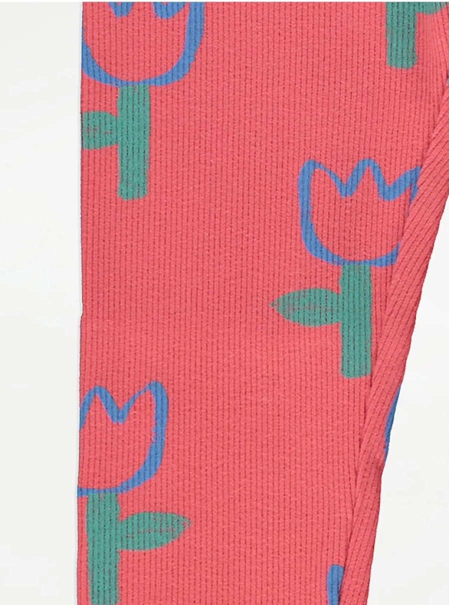 "George at Asda Kids Red Tulip Ribbed Leggings Review | Comfort & Fit"