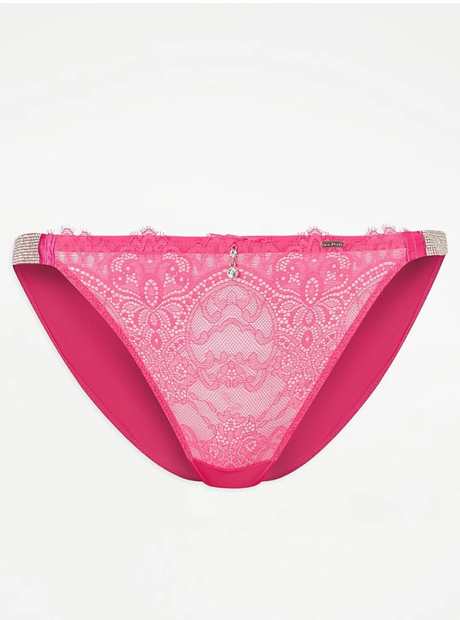 "George at Asda Entice Pink Lace Diamante Thong Knickers | Women's Lingerie Reviews"