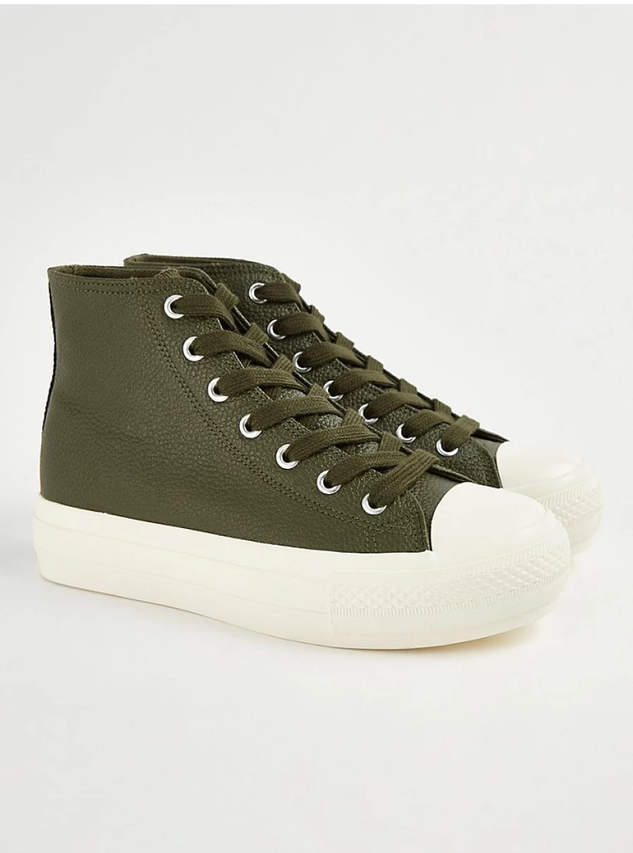 Women's Khaki Platform High-Top Sneakers | George at Asda | Comfort & Style