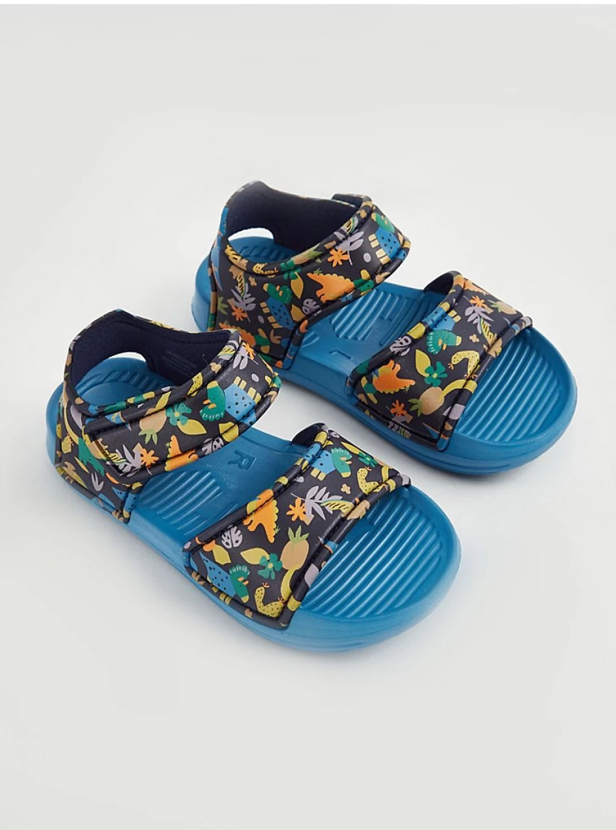 George at Asda Boys' Blue Dinosaur Double Strap Sandals – Comfortable Kids' Summer Footwear