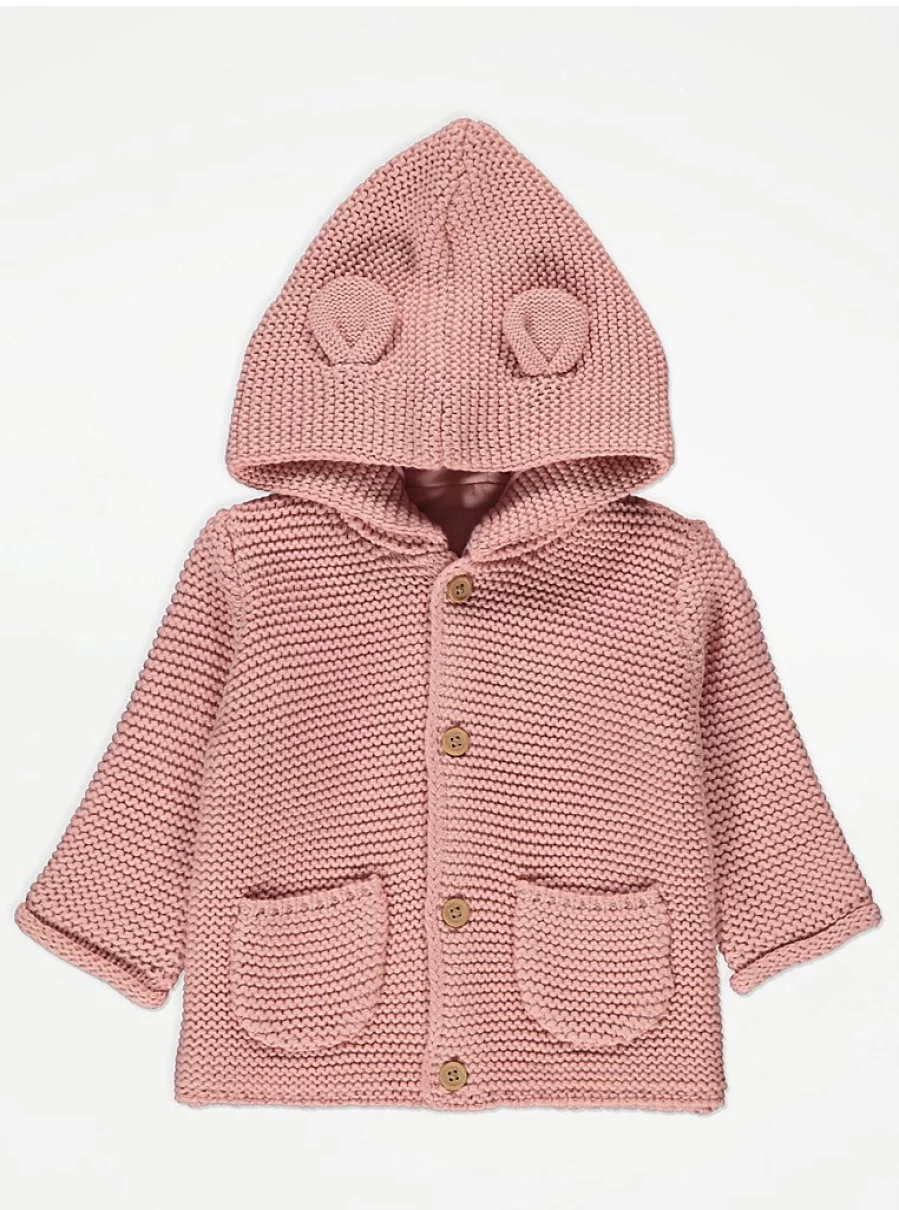 "Baby Pink Knit Cardigan with 3D Ears & Hood - George at Asda Review"