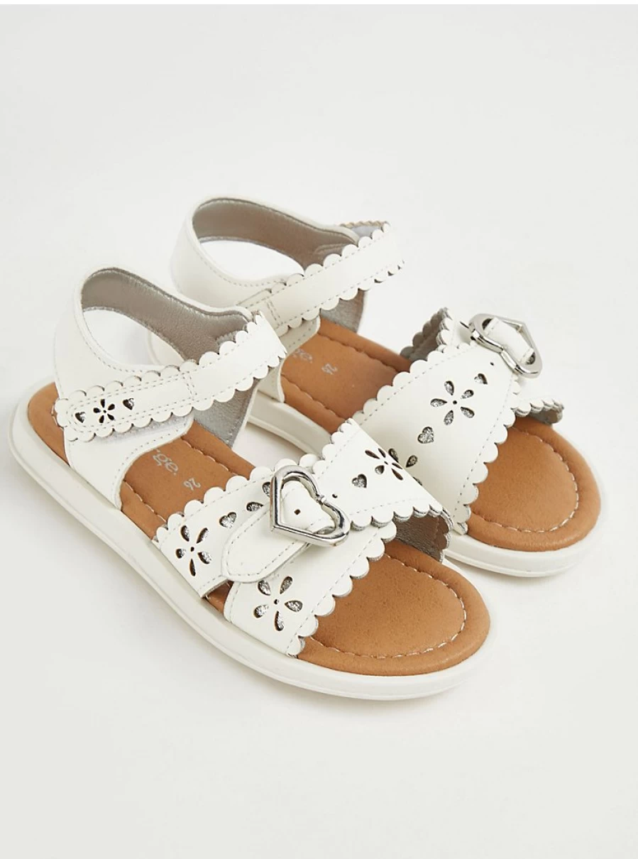 Girls' White Scalloped Heart Sandals | George at Asda | Kids' Fashion Footwear Review