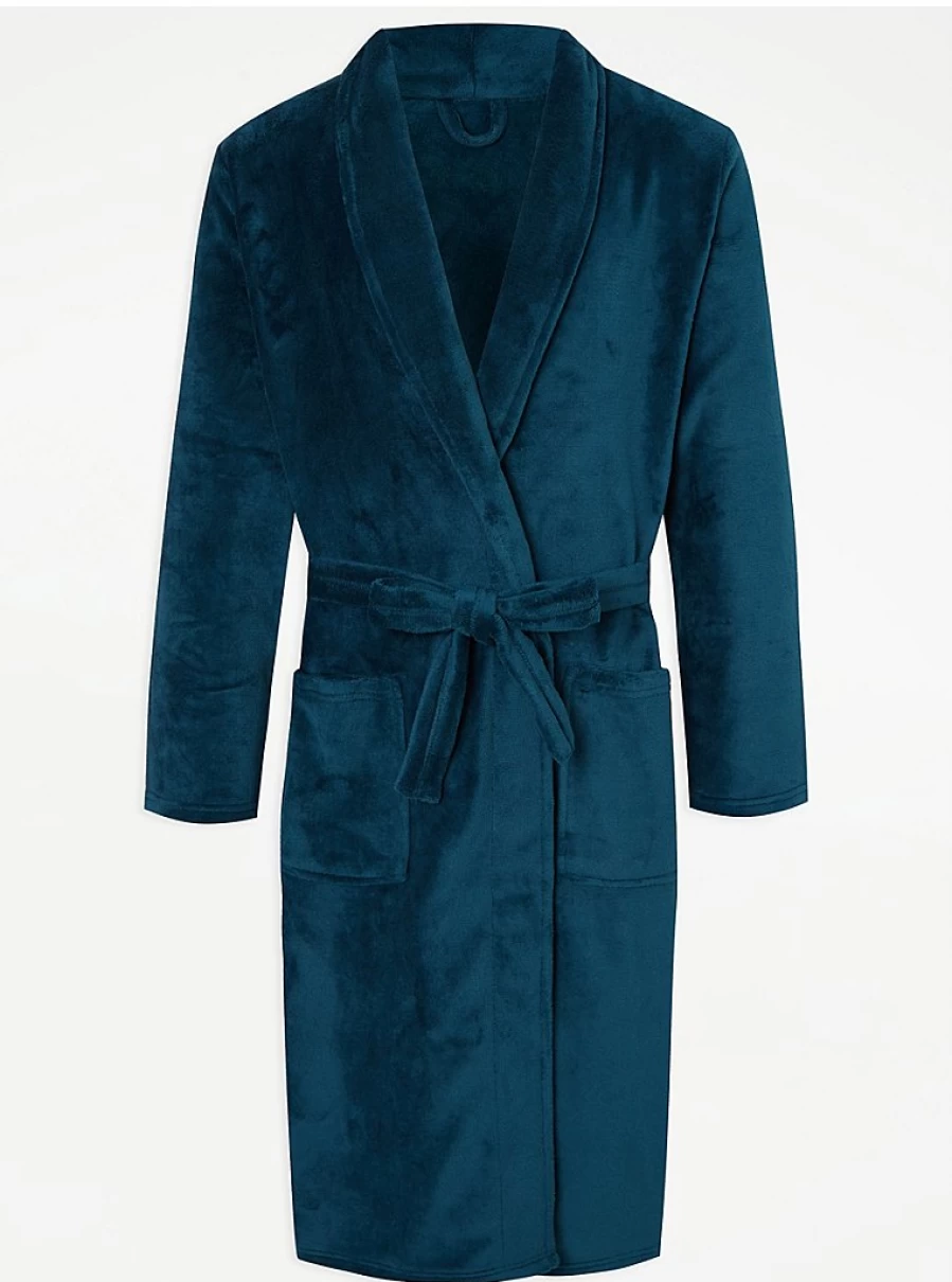 Men's Teal Fleece Dressing Gown by George at Asda – Warm & Comfortable Review