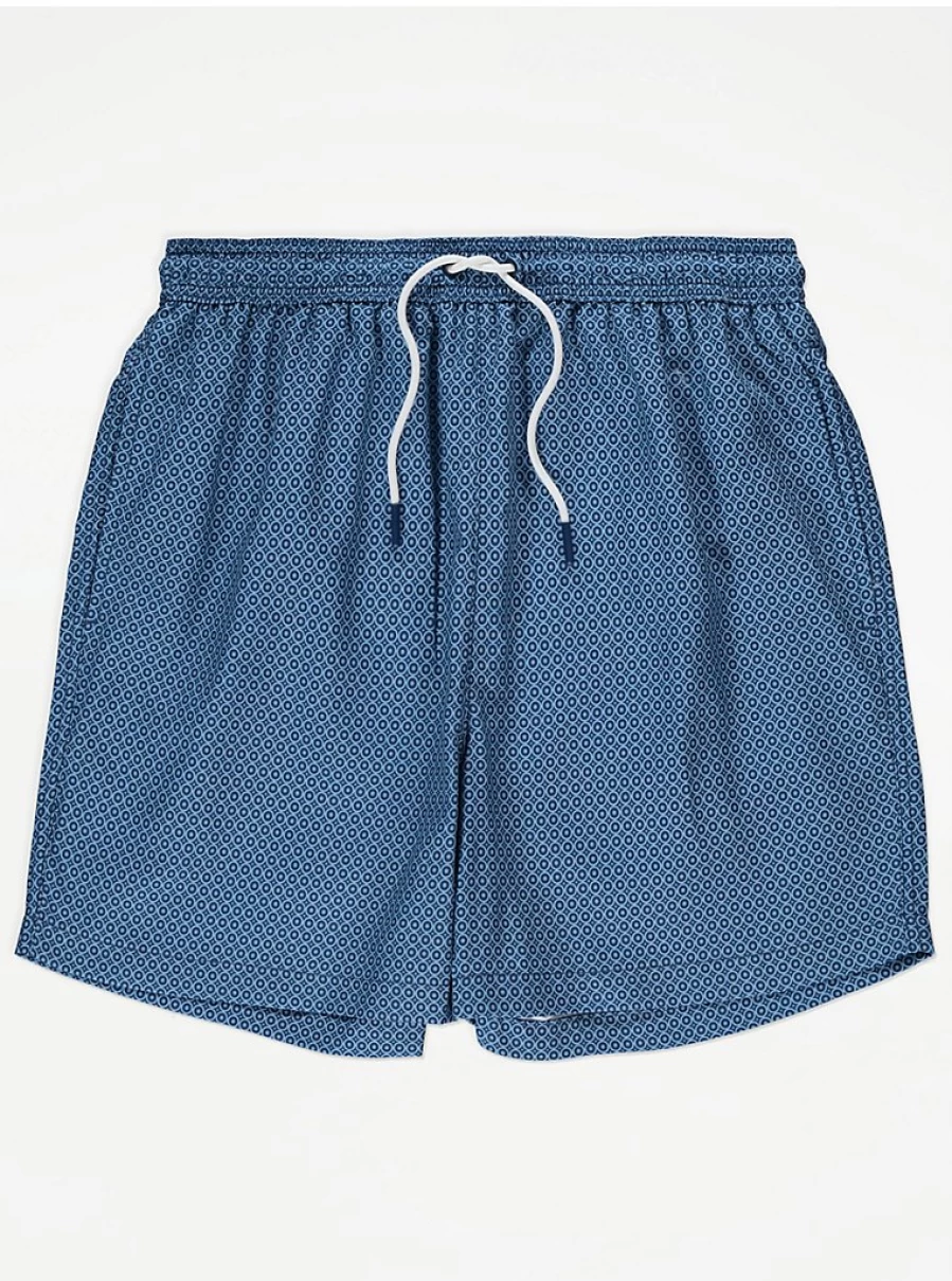 Men's Blue Geometric Print Swim Shorts by George at Asda | Comfort & Style
