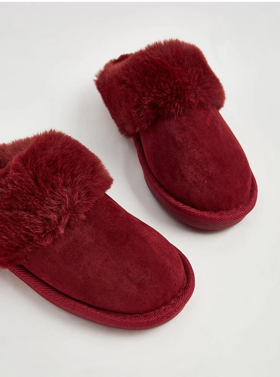 "George at Asda Burgundy Faux Fur Suedette Mule Slippers – Comfortable Women's House Shoes Review"
