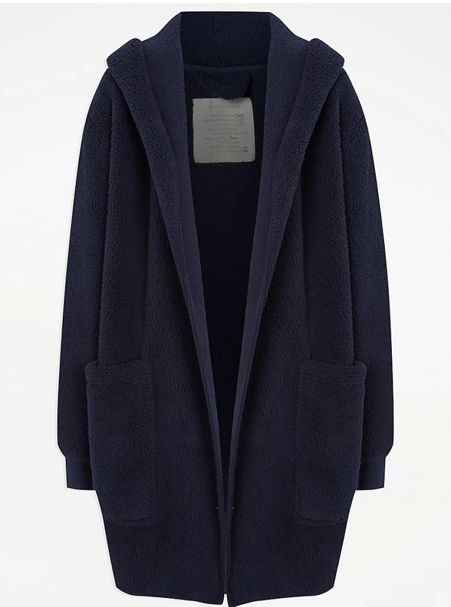 "George at Asda Navy Borg Fleece Pyjama Cardigan – Cozy Loungewear & Sleepwear Review"