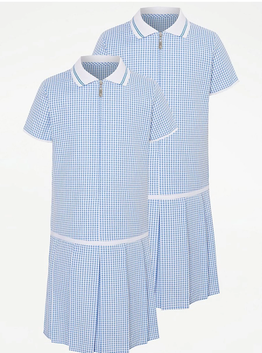 "George at Asda Girls' 2-Pack Gingham Sporty School Dresses for Comfort & Style"