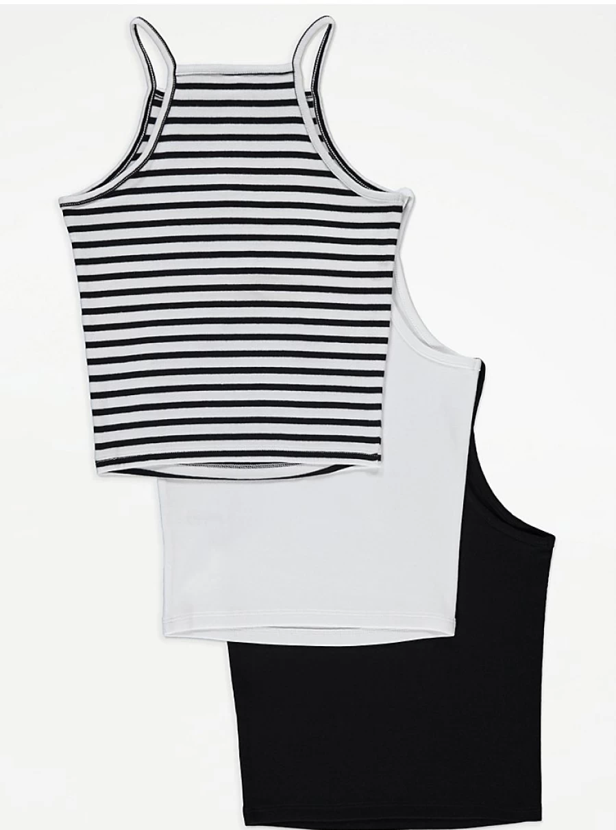 Girls' Embroidered Heart Cami Tops 3-Pack | George at Asda | Comfort & Style