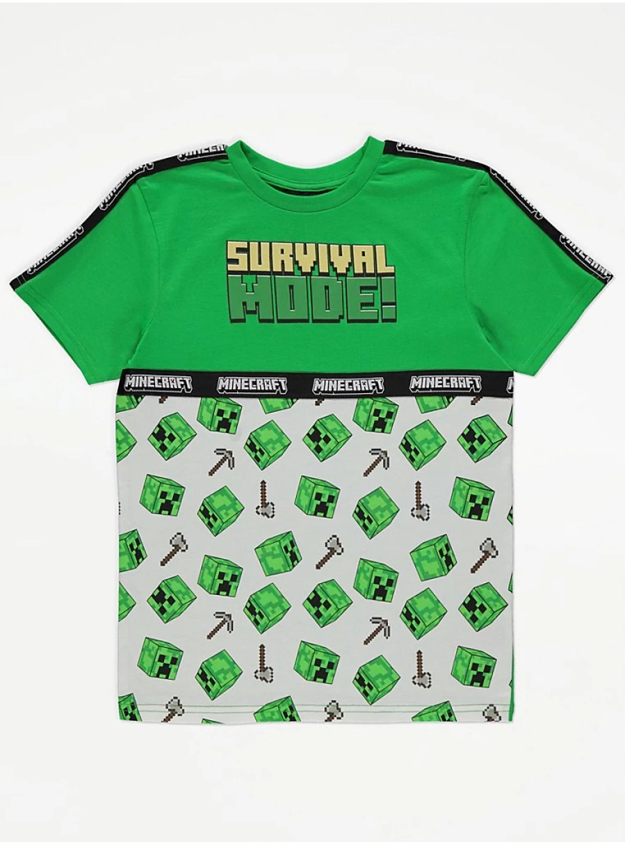 "Minecraft Green Survival Mode T-Shirt for Boys | George at Asda Official Store"