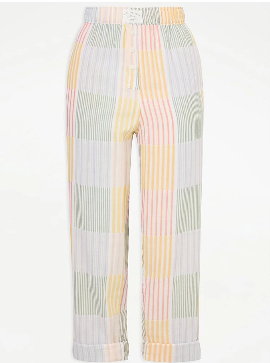 "George at Asda Women's Bright Stripe Woven Patchwork Pajama Pants Review | Comfortable Sleepwear"