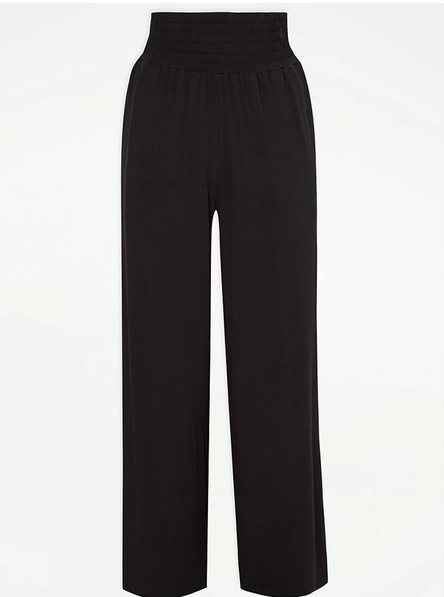 "George at Asda Women's Black Wide Leg Jersey Trousers – Comfort & Style"