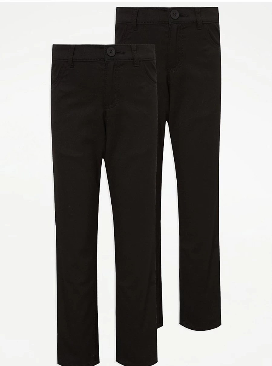 "George at Asda Boys' 2-Pack Black Skinny Jeans for School | Comfortable & Durable Trousers"