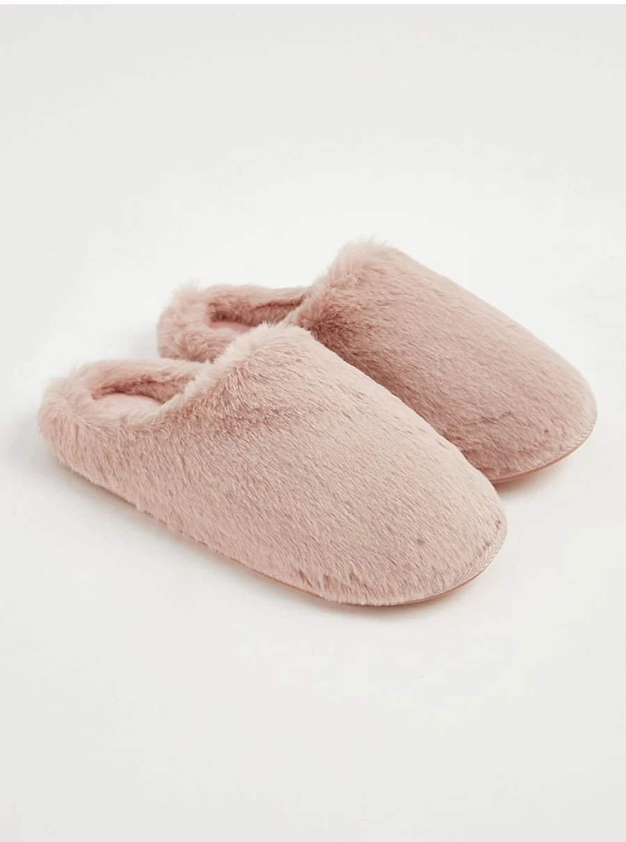 "George at Asda Pink Faux Fur Mule Slippers - Cozy Women's House Shoes Review"