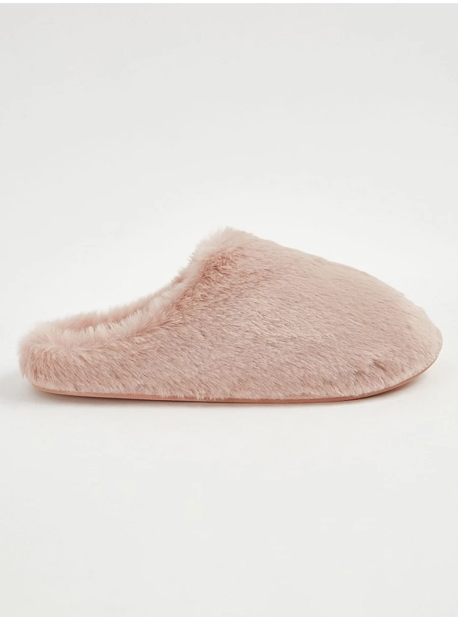 "George at Asda Pink Faux Fur Mule Slippers - Cozy Women's House Shoes Review"