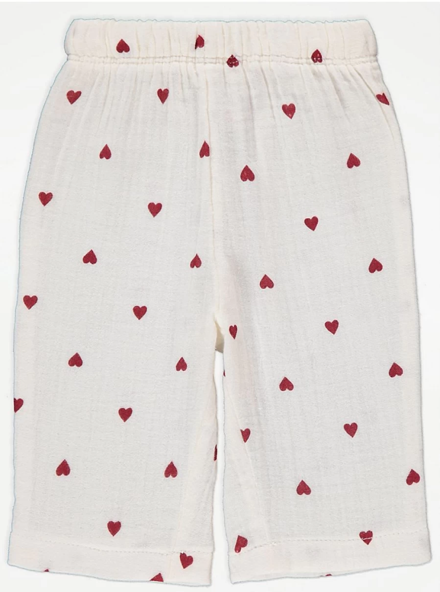 "George at Asda Baby Cream Heart Matching Valentine's Pyjamas Set – Cozy & Cute Pajamas"