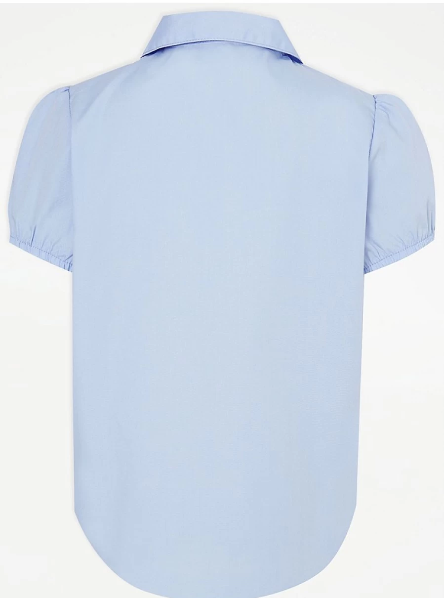 "George at Asda Girls' Light Blue Pintuck School Blouses 2-Pack – Comfortable & Stylish Uniform Tops"