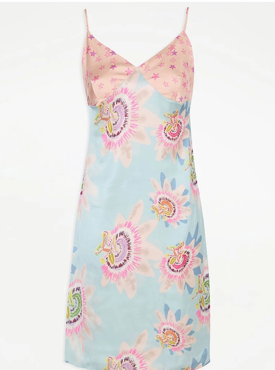 George at Asda Women's Floral Satin Chemise Nightdress - Comfortable Lingerie Sleepwear for Women