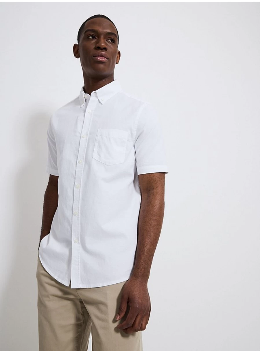 Boys' White Short Sleeve Regular Fit Oxford Shirt | George at Asda