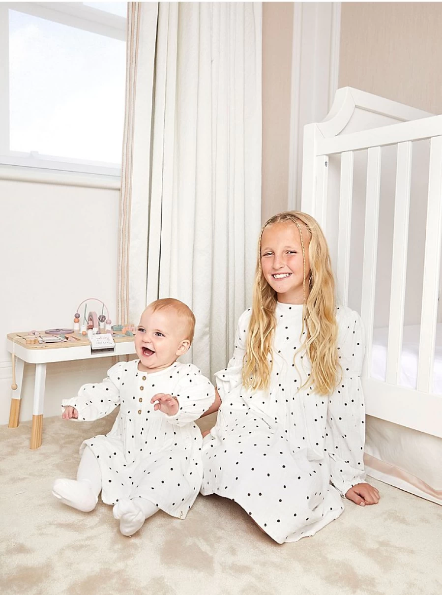"George at Asda Baby Girls' White Spot Dress and Tights Outfit – Billie Faiers Collection Review"