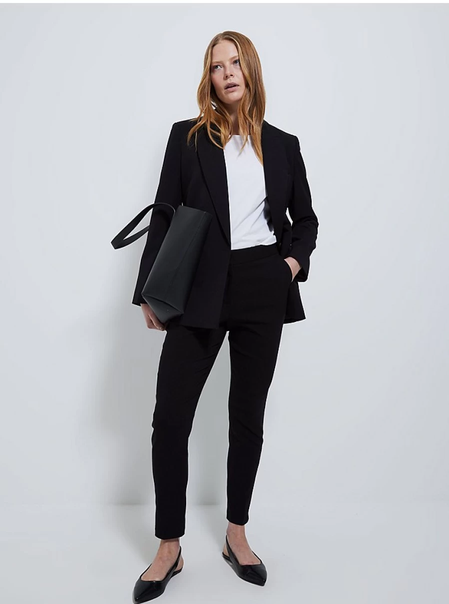 Women's Black Formal Tapered Trousers - George at Asda Stretch Bengaline Work Pants