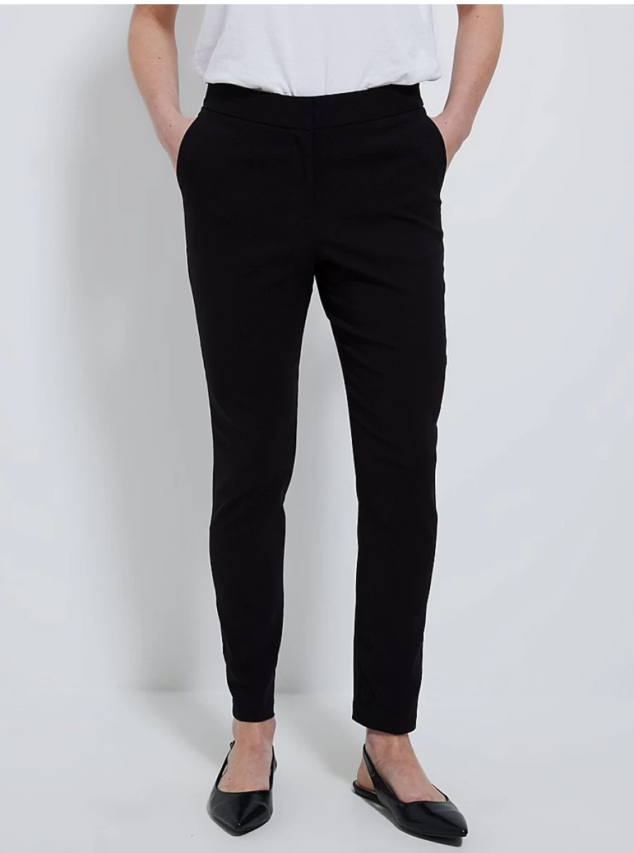 Women's Black Formal Tapered Trousers - George at Asda Stretch Bengaline Work Pants