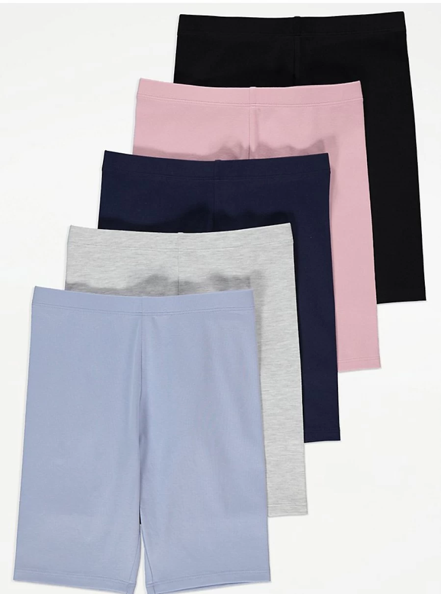 "Girls' Plain Cycling Shorts 5-Pack | George at Asda | Comfort & Quality"