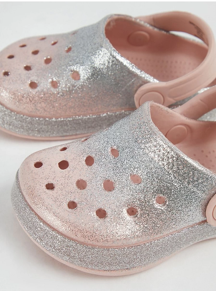 Pink Silver Glitter Ombre Clogs for Girls | George at Asda Kids Footwear Review