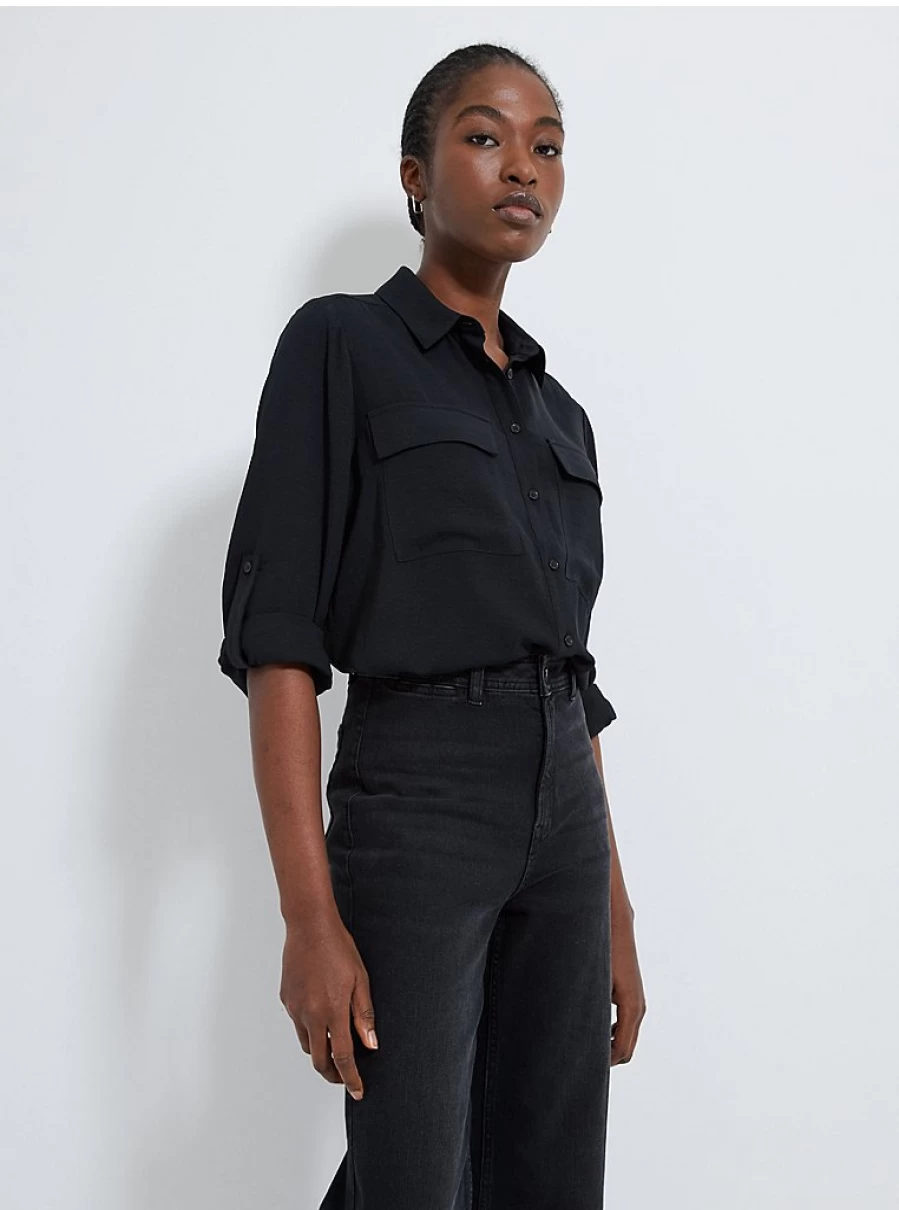 "George at Asda Women's Black Longline Utility Shirt – Stylish & Comfortable Review"