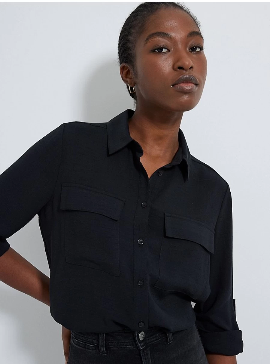 "George at Asda Women's Black Longline Utility Shirt – Stylish & Comfortable Review"