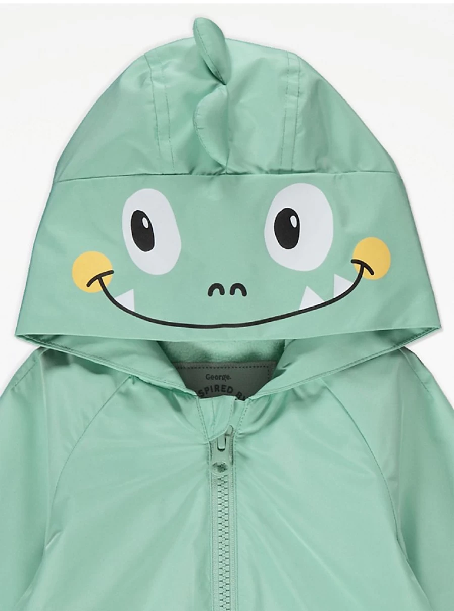 "George at Asda Boys' Green Dinosaur 3D Spike Hooded Mac Coat Review"