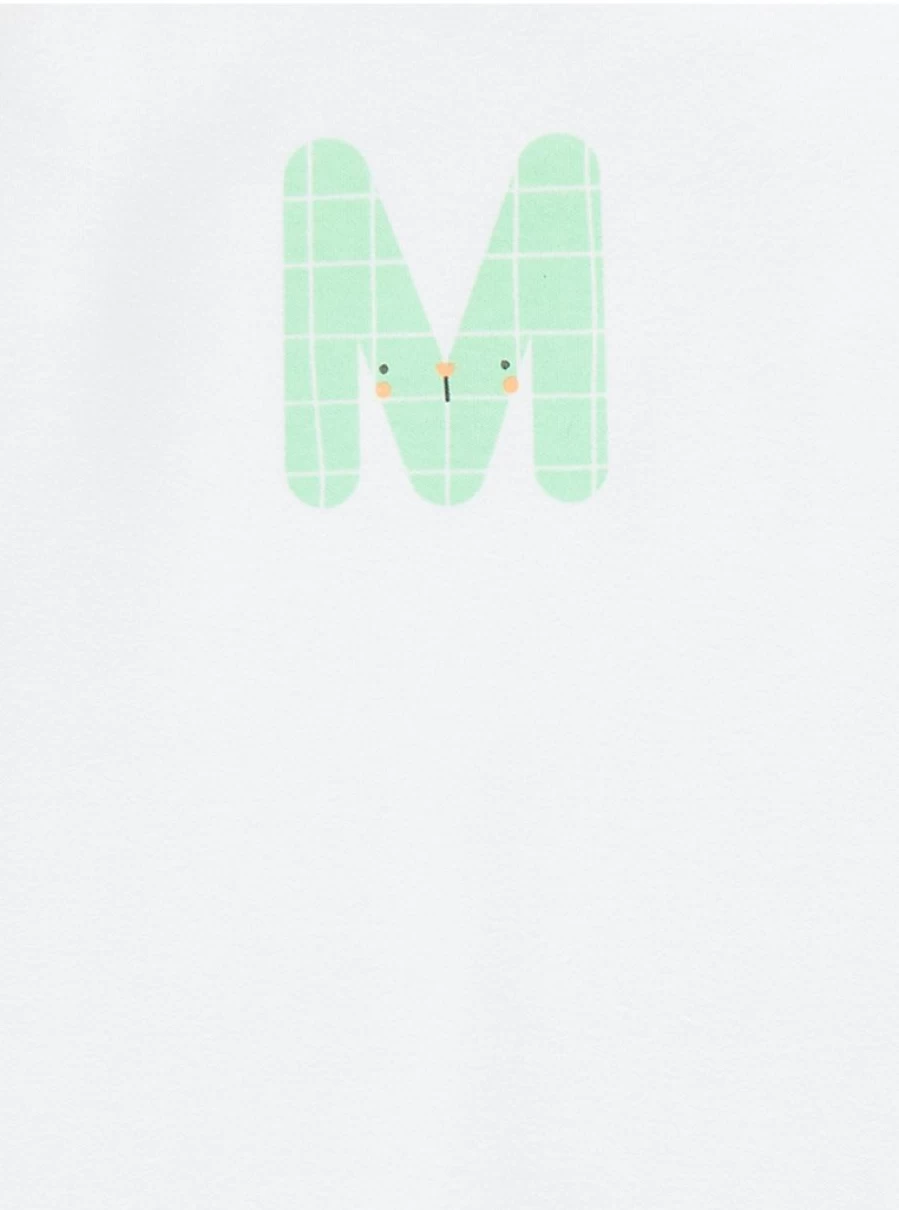 "George at Asda Baby White Animal Letter M Sleepsuit – Soft & Comfortable Sleepwear for Infants"