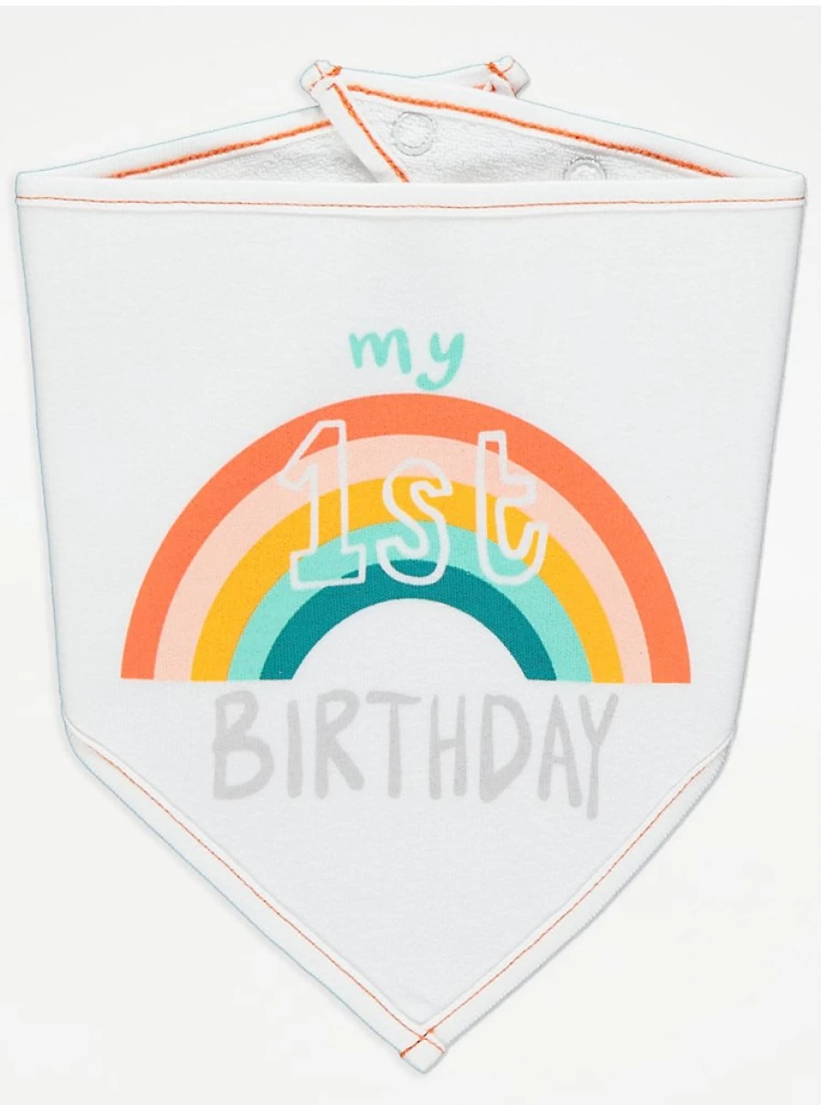 George at Asda Rainbow My 1st Bib - Soft Baby Bib for Messy Feeding & Drool Protection