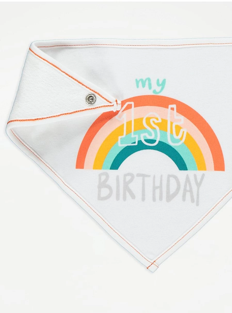 George at Asda Rainbow My 1st Bib - Soft Baby Bib for Messy Feeding & Drool Protection
