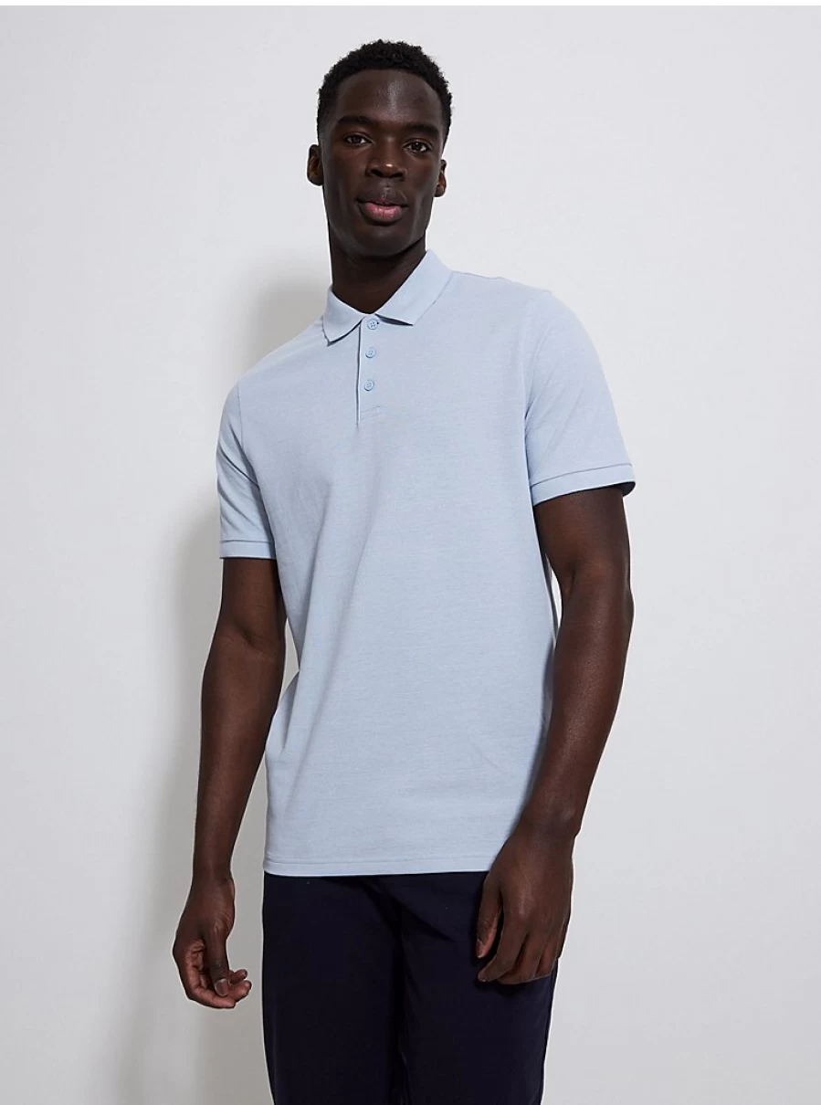 "George at Asda Men's Light Blue Marl Polo Shirt – Comfort Fit & Stylish Design"