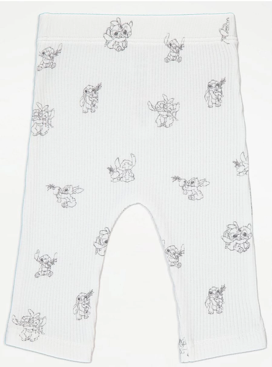 Disney Lilo & Stitch Baby Outfit Set - White Ribbed Top & Leggings | George at Asda