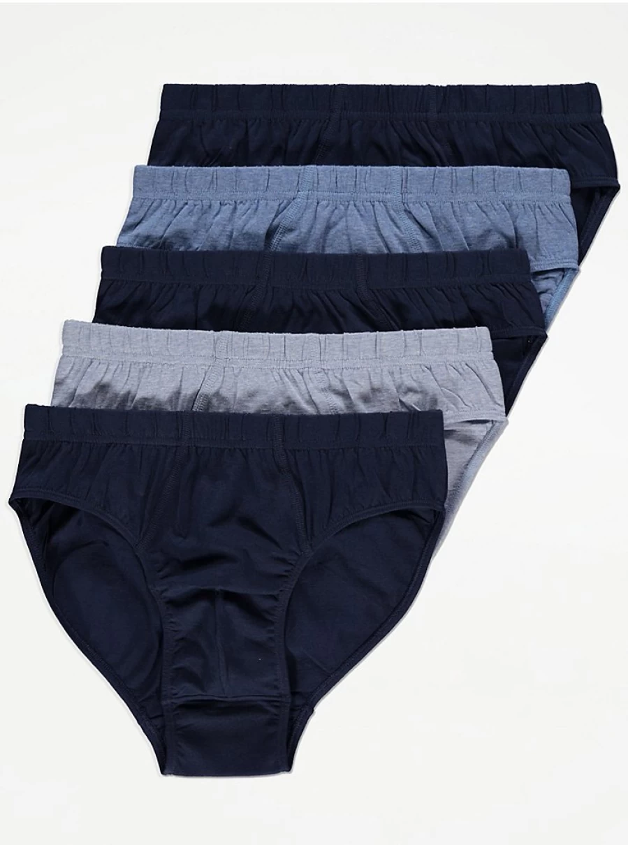Men's Blue Slip-On Briefs 5-Pack | Comfort Fit Underwear | George at Asda