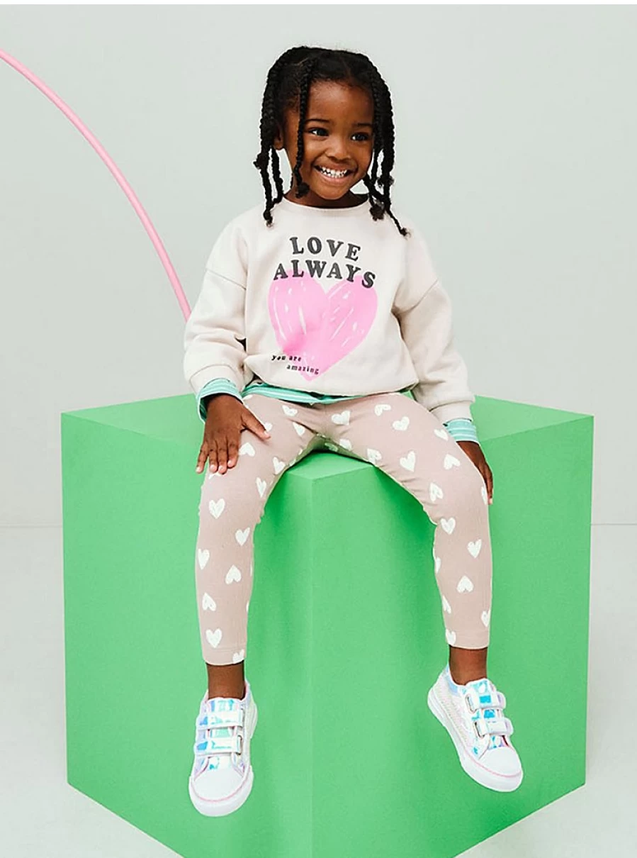 "George at Asda Kids' Heart Ribbed Leggings 3-Pack | Comfortable & Stylish"